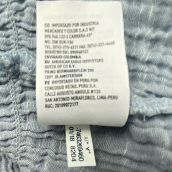 AE light blue stretch cropped tube top with peplum bottom wms sz XL - Picture 6 of 15